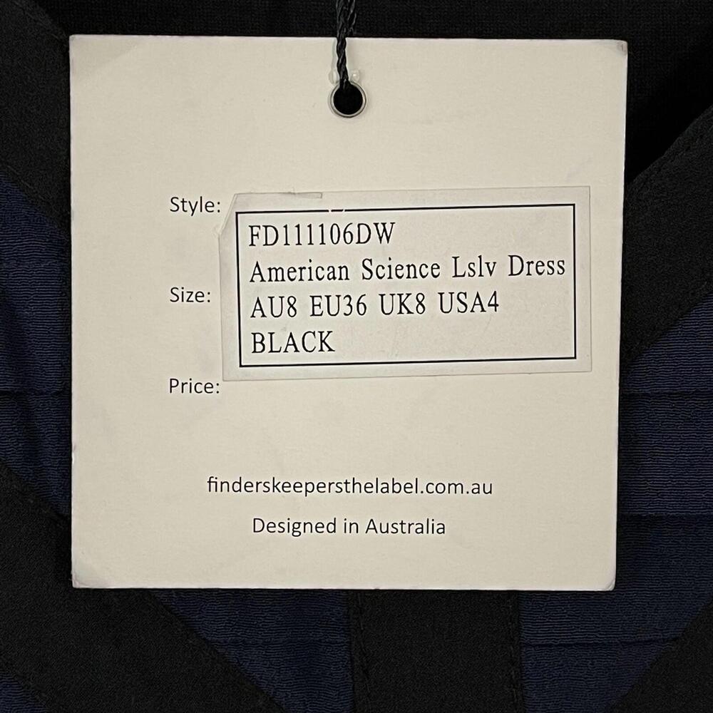 Finders Keepers Women’s Size 4 Small Blue Black Pleated Cold Shoulder Mini Dress - Picture 6 of 12